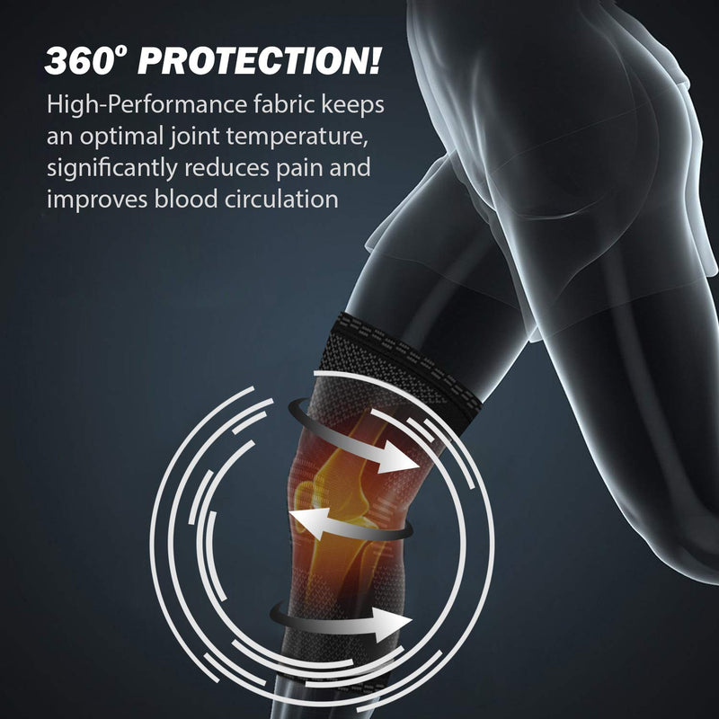 [Australia] - POWERLIX Knee Compression Sleeve - Best Knee Brace for Knee Pain for Men & Women – Knee Support for Running, Basketball, Weightlifting, Gym, Workout, Sports Black Large 