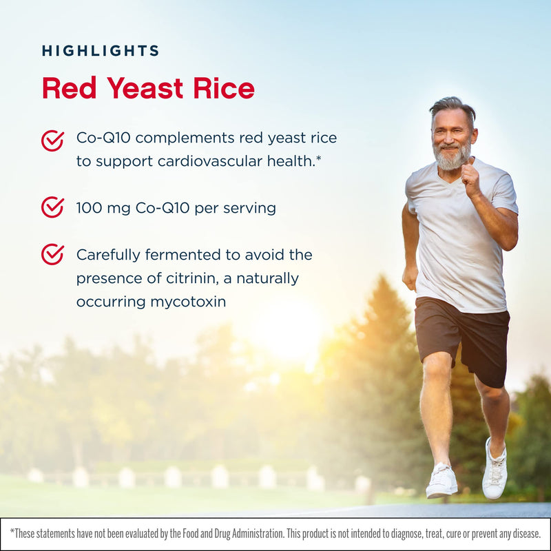 [Australia] - Jarrow Formulas Red Yeast Rice - 120 Veggie Caps - Includes 100 mg Co-Q10 Per Serving - Supports Heart & Cardiovascular Health - 60 Servings 