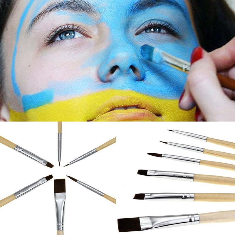 [Australia] - CCbeauty Art Paint Brushes Set, Round Pointed Tip Detail Paint Nylon Hair Painting Brushes for Face Body Paint,Watercolor (Wooden) Wooden 