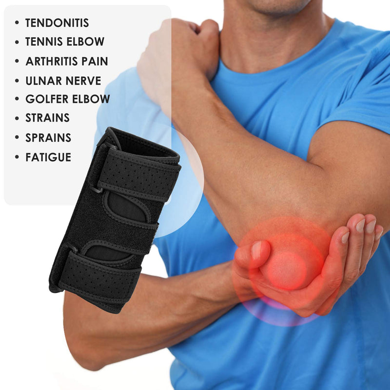 [Australia] - Elbow Brace, 2 Removable Metal Splints for Tendonitis, Elbow Brace for Ulnar Nerve Entrapment, Cubital Tunnel Syndrome, Night Elbow Splint for Men Women 