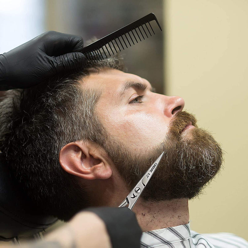 [Australia] - Candure Beard Scissors Professional Moustache Scissors Ear and Nose Hair Trimming Scissors Stainless Steel, Safety Use for Eyebrows, Eyelashes, and Ear Hair 