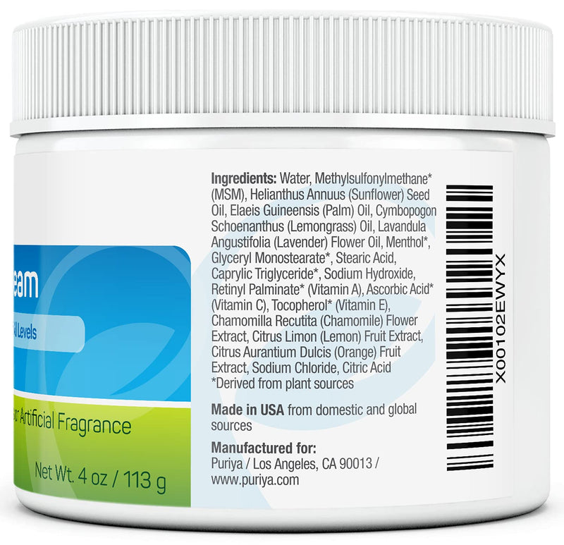 [Australia] - Puriya Ultra Sports Cream with Natural Menthol, Long Lasting Balm for Muscle and Joint Comfort in Leg, Hand, Ankle and Knee, Fast-Acting Rub with Pleasant Scent, Maximum Strength, Fit for Athletes 4 Ounce (Pack of 1) 