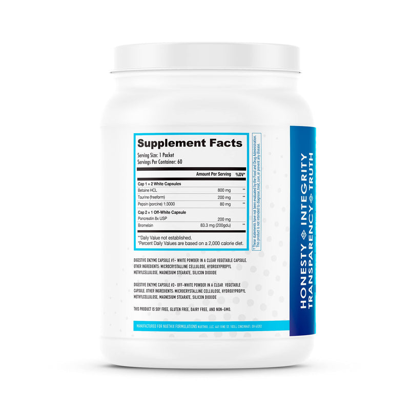 [Australia] - NuEthix Formulations Utilyze Enzymes for Digestive Wellness, Dietary Supplement for Nutrient Absorption, 60 Travel Packets 