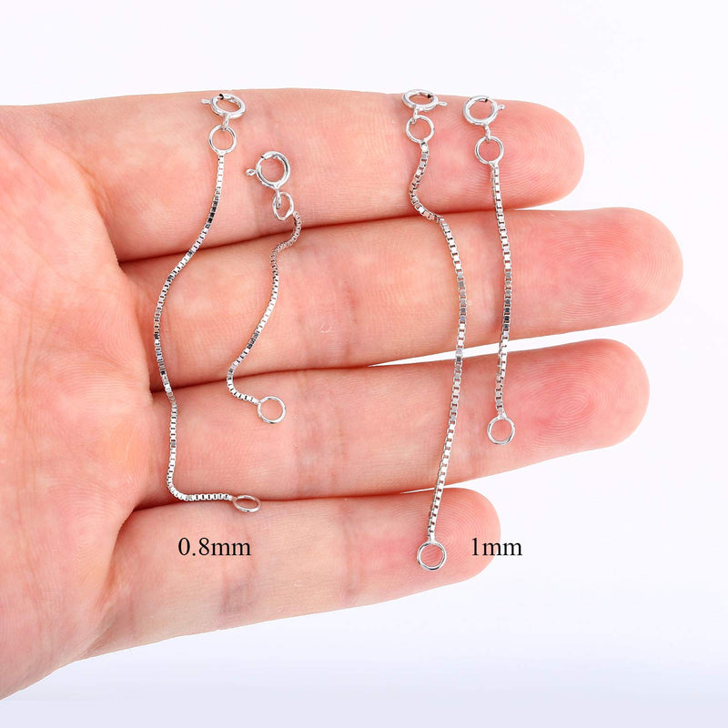 [Australia] - LANCHARMED Set of 3 Box Chain Extenders |2 3 4 Inches Sterling Silver Necklace Extenders 0.8mm 