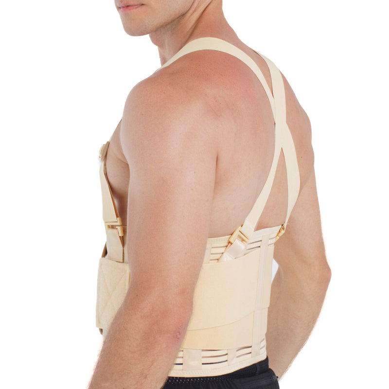 [Australia] - NeoTech Care Adjustable Back Brace Lumbar Support Belt with Suspenders, Beige, Size XL 