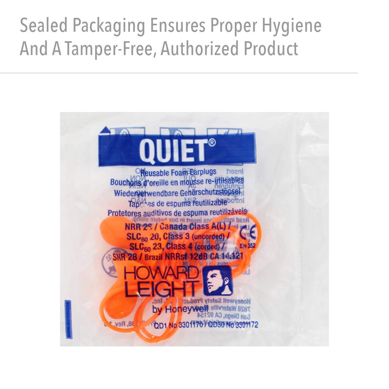 [Australia] - Honeywell Home Howard Leight by Quiet Corded Reusable Earplugs, 100 Pairs (QD30), Orange 