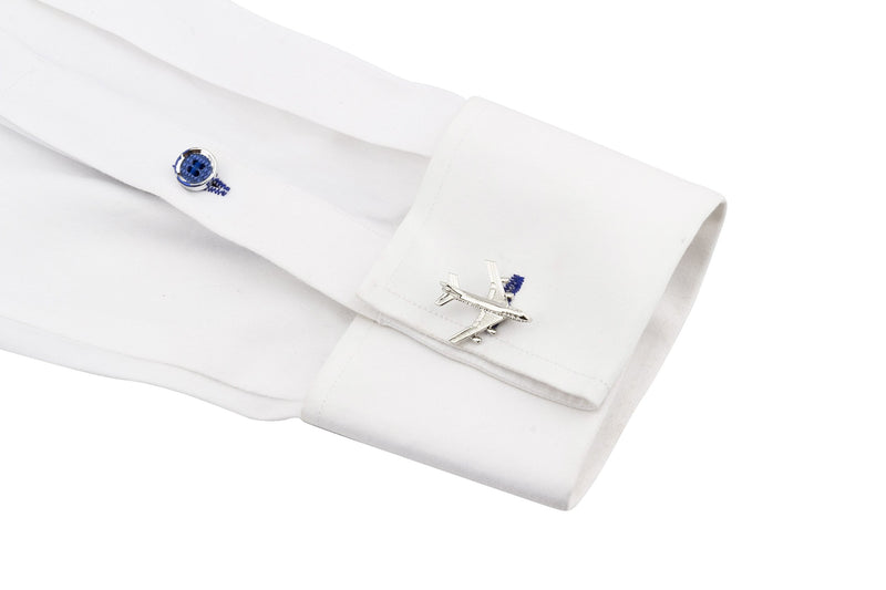 [Australia] - Knighthood Men's Executive Jumbo Jet Airplane Cufflinks Chrome Shirt Cuff Links Business, Wedding Gifts with Gift Box 