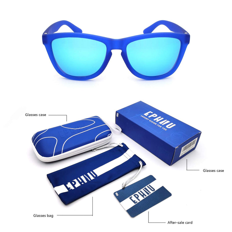[Australia] - Ephiu Polarized Sunglasses for Men and Women Color Mirror Lens Retro UV Protection Beach Mirror Sun Glasses C10 