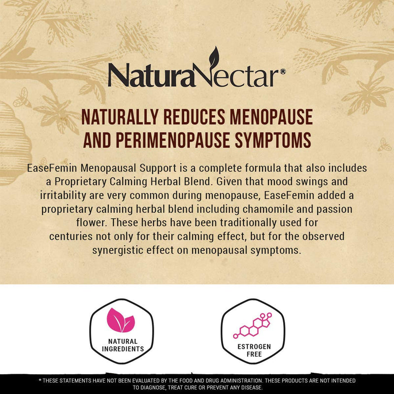 [Australia] - NaturaNectar EaseFemin Menopause Supplements for Women - 30 Count - Bee Propolis Menopausal Support Capsules For Hot Flashes and Night Sweats with Proprietary Calming Herbal Blend for a Better Night o 