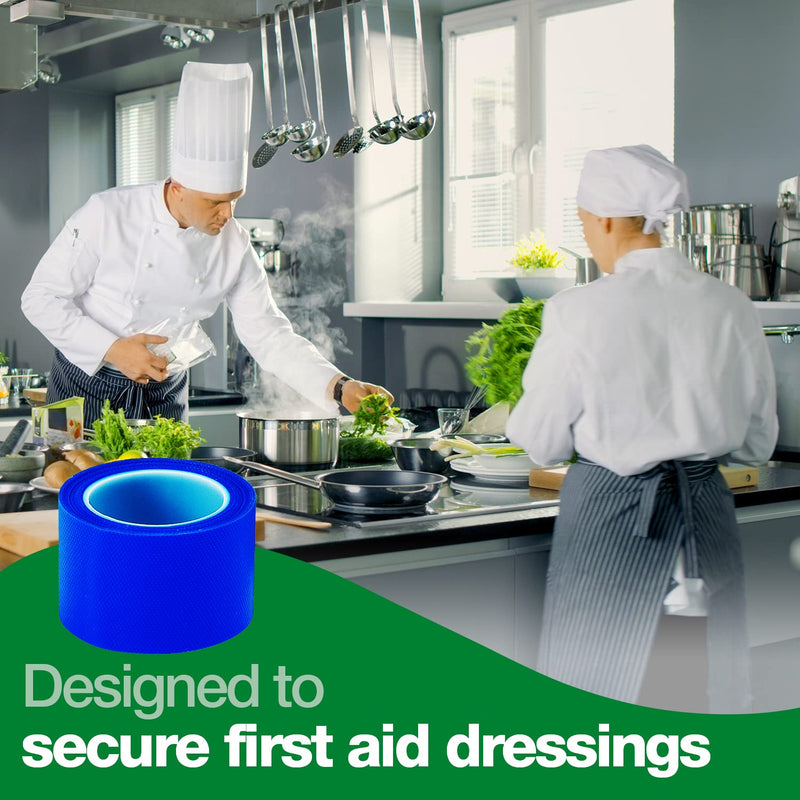 [Australia] - HypaPlast Blue Waterproof First Aid Tape for securing Plasters and Dressings, 2.5 cm x 5m, Pack of 3 Rolls 