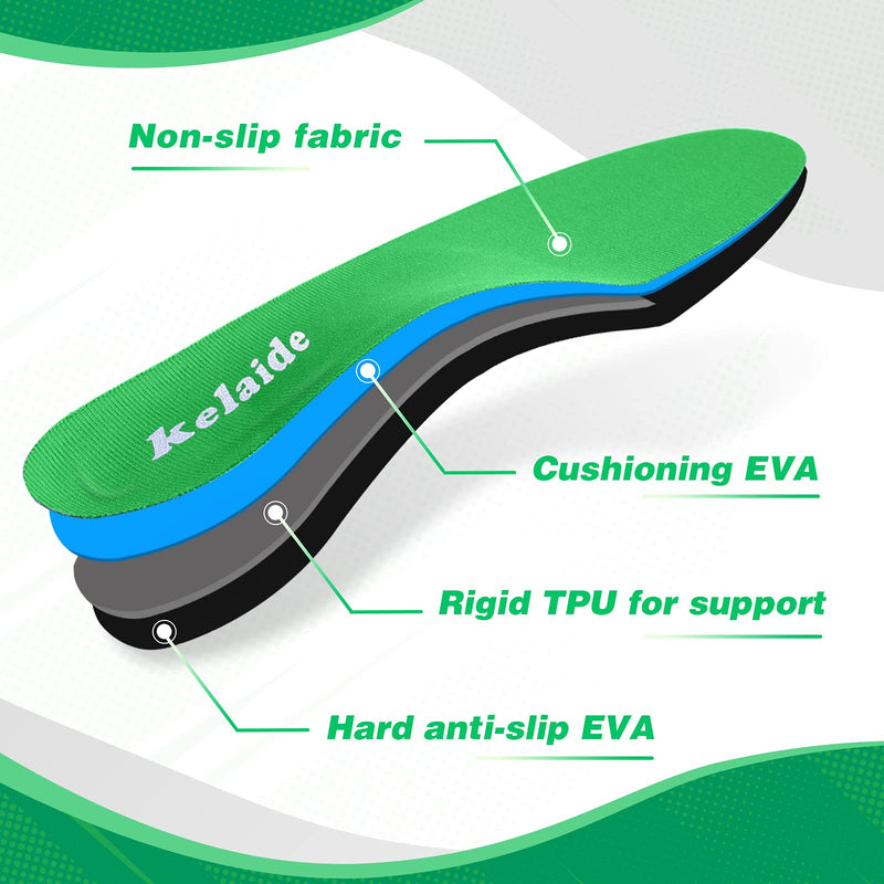 [Australia] - Arch Support Insoles for Women Flat Feet, Orthotic Arch Support Shoe Insoles for Men UK-Men10-29cm Green-n 