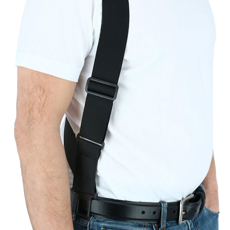 [Australia] - Perry Suspenders Men's Ultra Soft Undergarment Trucker Suspenders Regular Black 