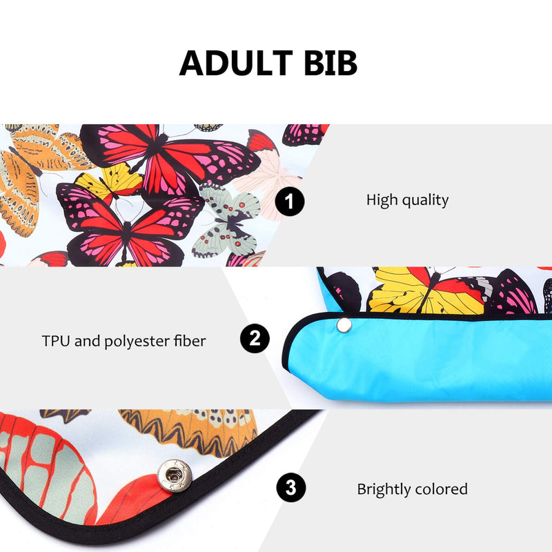 [Australia] - EXCEART Adult Bibs Washable Reusable Waterproof Clothing Protector with Crumb Catcher Apron for Senior Men Elderly Women As Shown 1 
