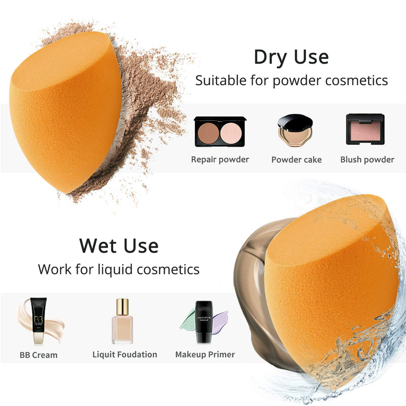 [Australia] - BEAKEY 5 Pcs Oblique Cut Makeup Sponge Set Blender Beauty Foundation Blending Sponge, Flawless for Liquid, Cream, and Powder, Multi-colored Makeup Sponges 