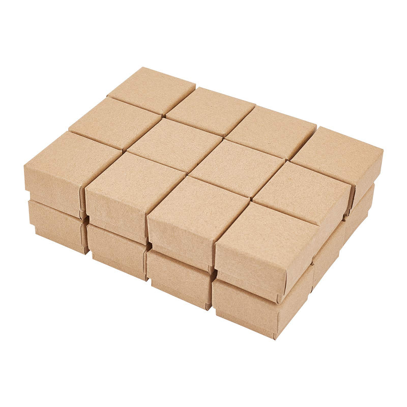 [Australia] - PH PandaHall 48 Pack Ring Earring Kraft Box, 1.5x1.5x1.1 Inches Square Cardboard Jewelry Box with Foam Small Jewelry Gift Boxes for Valentine's Day, Weddings, Birthdays, Christmas 