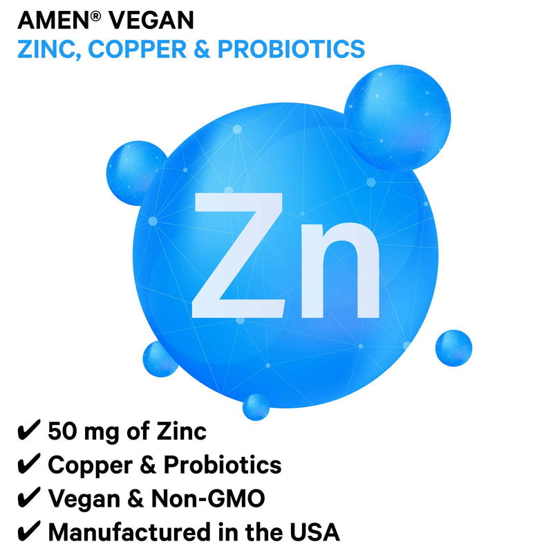 [Australia] - Zinc & Copper Supplement + Probiotics – 3 Months Supply – One Per Day - 50 mg Zinc Picolinate Vitamin Pills - Essential Minerals Supplements – 2 Billion CFUs Probiotic – Vegan, Non-GMO - 90 Capsules 