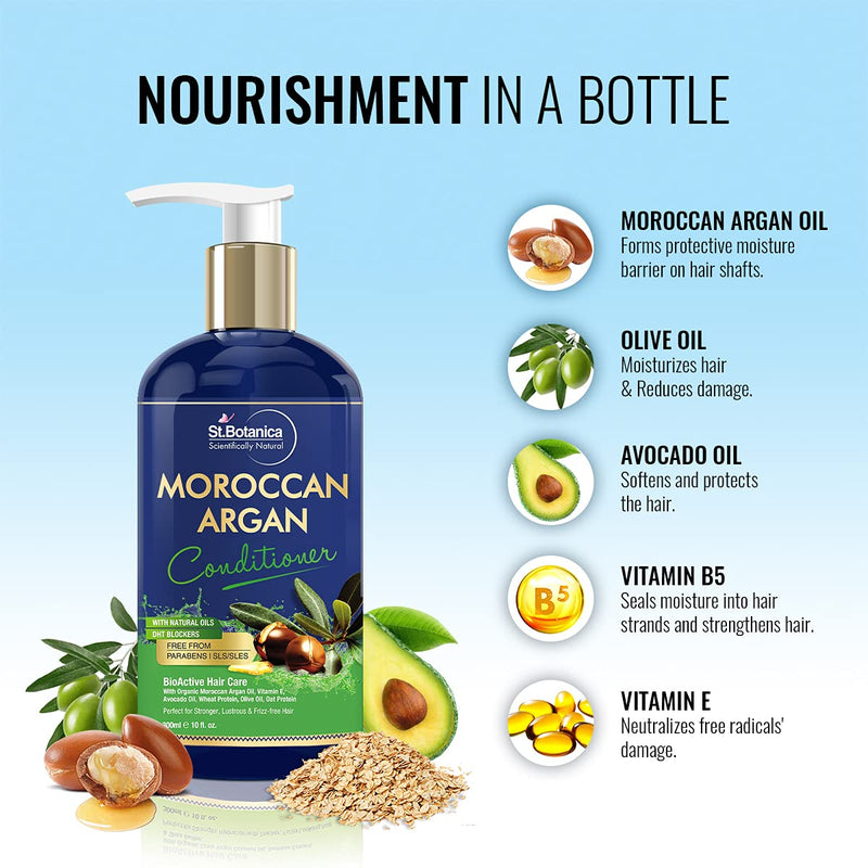 [Australia] - St.Botanica Moroccan Argan Hair Conditioner 300ml - No SLS/Paraben - With Moroccan Argan Oil, Avocado Oil, Wheat Protein, Olive Oil, Silk Protein 