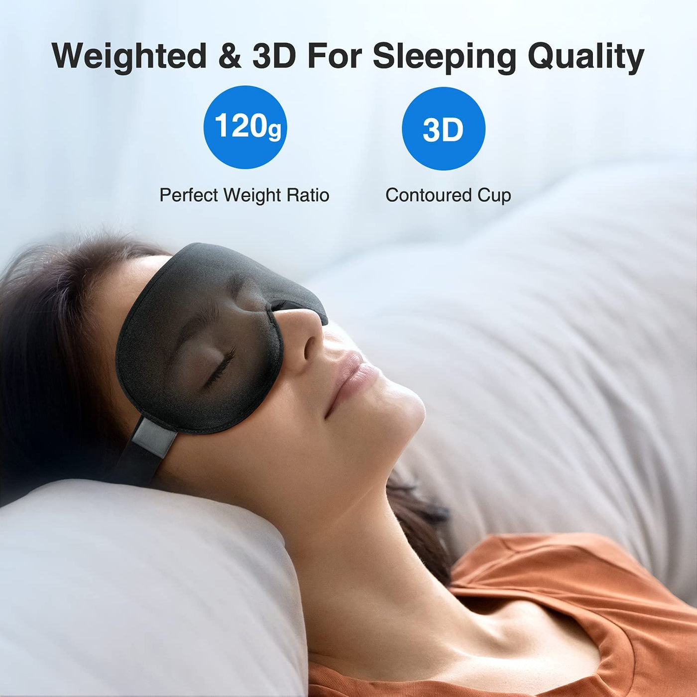 Umisleep Sleep Mask, Women Men 2022 3D Weighted Eye Mask Blocking Lights Sleeping  Mask, Relieve Stress, Headache Eye Cover Adjustable Strap,120g Blindfold  for Travel/Nap/All Night Sleeping