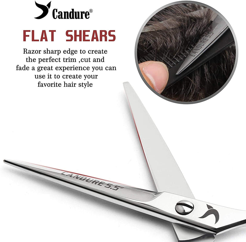 [Australia] - Candure Hairdressing Scissor Hairdresser thinning Scissor Set - 5.5 Inch Hair Cutting and Hair Scissor with Comb and Pouch - for Men, Women, Children and Professional Barbers 2 Count (Pack of 1) Silver 
