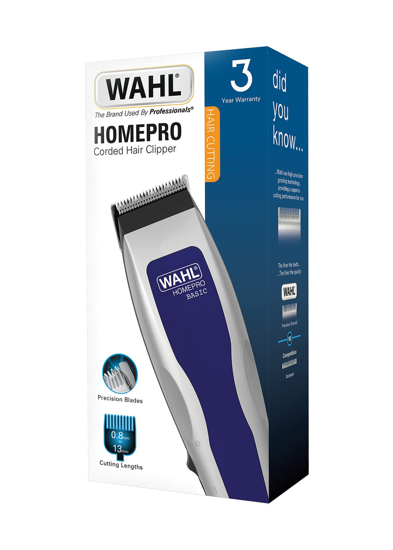 [Australia] - Wahl HomePro Basic Corded Hair Clipper, Men's Hair Clippers, Head Shaver, Clippers for Home Use, Home Haircutting, Clippers for Men, Easy to Use, Haircut Kit, Pack of 1 