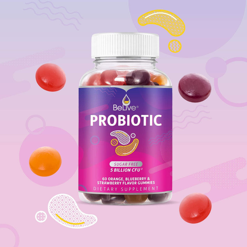 [Australia] - Probiotic Sugar Free Gummies - 5 Billion CFUs (Highest Strength Probiotics Gummy), Gut Digestive Support, Immune System Chewable Supplement for Kids, Men & Women - Mix Berries (1 Bottle) 1 