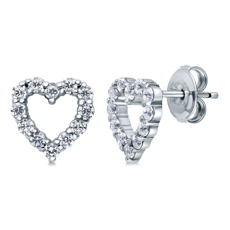 [Australia] - BERRICLE Rhodium Plated Sterling Silver Cubic Zirconia CZ Open Heart Bridal Bridesmaid Necklace and Earrings Set 