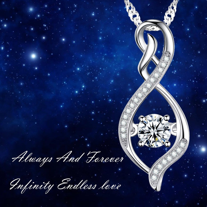 [Australia] - Birthday Gifts for Wife Mom Endless Love Infinity Necklace for Women Sterling Silver Simulated Diamond Jewelry for Her Forever Love Infinity Necklace 