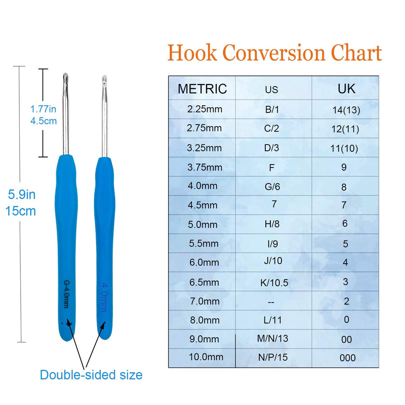 [Australia] - Mdoker Extra Long Crochet Hooks,Ergonomic Grip Soft Handles for Handmade DIY Crocheting,Size G/6(4.0MM) 4mm Blue 
