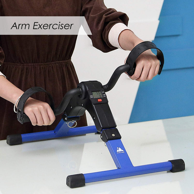 [Australia] - EVOLAND Pedal Exerciser Bike, Portable Home Fitness Mini Exercise Bike, Arm Leg Folding Exerciser Fitness Cycling with LCD Monitor and Adjustable Resistance, None Slip Mat Included Blue 