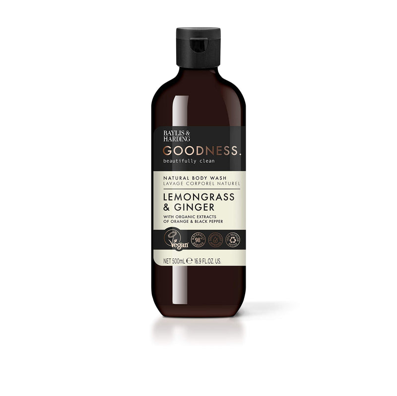 [Australia] - Baylis & Harding Goodness Body Wash Bundle: 3 x Lemongrass & Ginger 500ml and 3 x Oud, Cedar & Amber 500ml (6 bottles) - Vegan Friendly Body Wash Bundle 1 