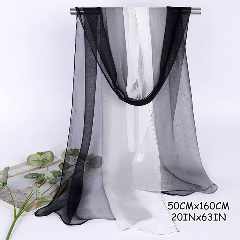 [Australia] - BLURBE Ladies Scarf- Women Silk Chiffon Scarf, Ombre Georgette Elegant Long Lightweight Soft Shawl Wrap Stole Fashion Scarves for Women Best Gift, 160 × 50CM Black 