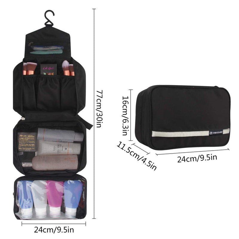 [Australia] - Relavel Travel Toiletry Bag Business Toiletries Bag for Men Shaving Kit Waterproof Compact Hanging Travel Cosmetic Pouch Case for Women Black 