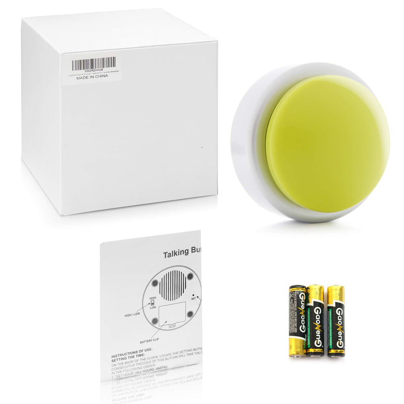 [Australia] - Extra Large Button Talking Alarm Clock with Volume Control - Speaks The Time, Date and Day - Perfect for The Blind, Elderly or Visually Impaired - Includes Batteries (Yellow and Silver) Yellow and Silver 
