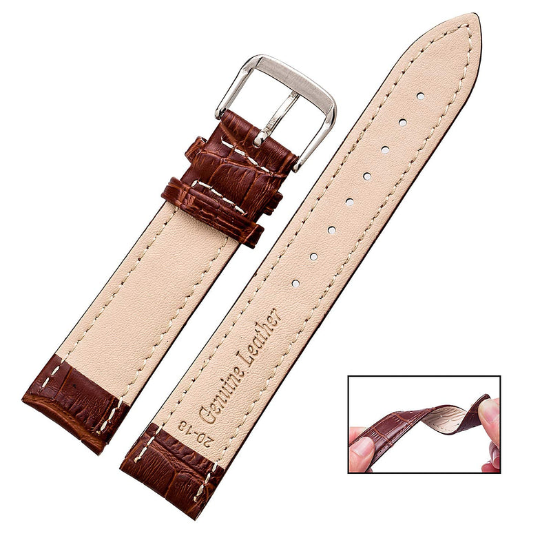 [Australia] - Leather Watch Bands,Universal Leather Watch Straps,Stainless Steel Watch Band Buckle, Replacement Watchbands for Men Women,A variety of sizes can be selected (with Watch Strap Pins,Watch Strap Tool) Black+Brown 18mm 