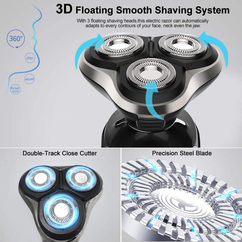 [Australia] - Electric Shavers Men Electric Razors for Men Face Shaver Electric Rechargeable Razor Cordless Shaver for Mens Razors Electric Mens Electric Razors for Shaving Rotary Shavers Waterproof Wet Dry PRITECH USB 