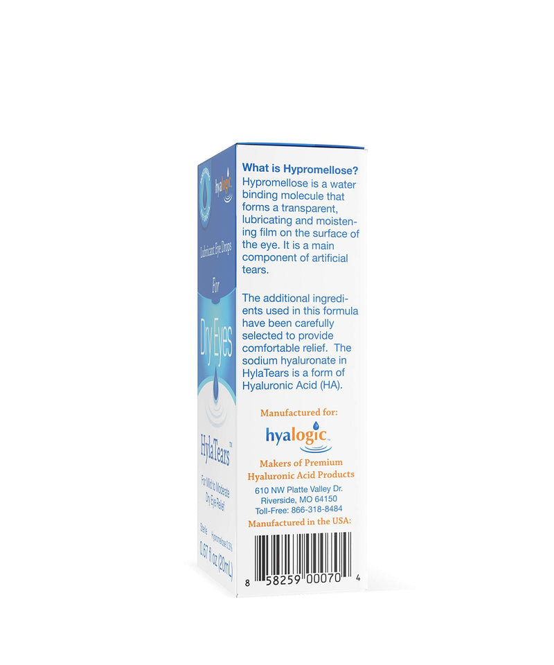 [Australia] - Hyalogic HylaTears Lubricant Eye Drops | Hyaluronic Acid Dry Eye Relief Lubricant Eye Drops | Extra Moisturizing Eye Drops | Multi-Symptom Eye Relief | (20mL) 0.67 Fl. Oz. 