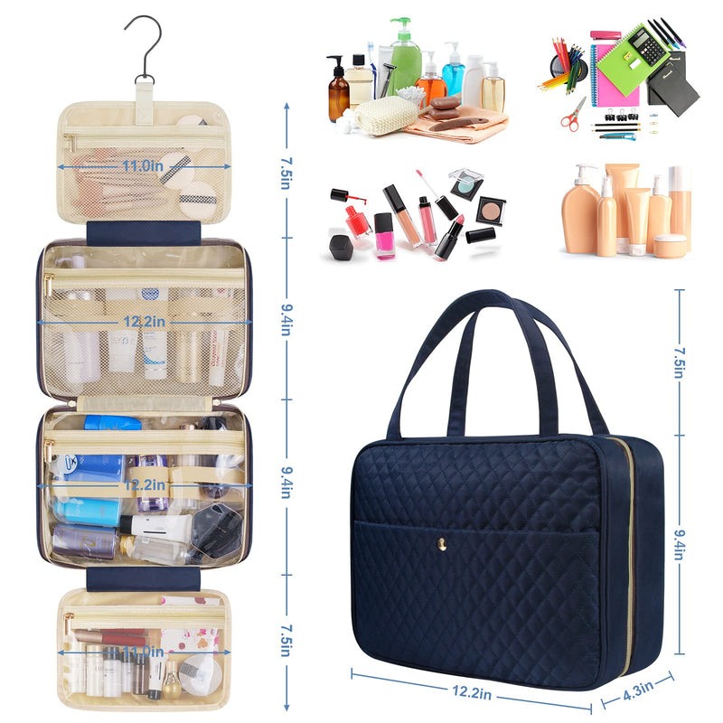 [Australia] - MAGEFY Toiletry Bag, Large Hanging Travel Bag For Women, Waterproof Makeup Organizer Case for Toiletries, Cosmetic, Accessories, Foldable Bathroom Bag For Shower(Blue) Blue 