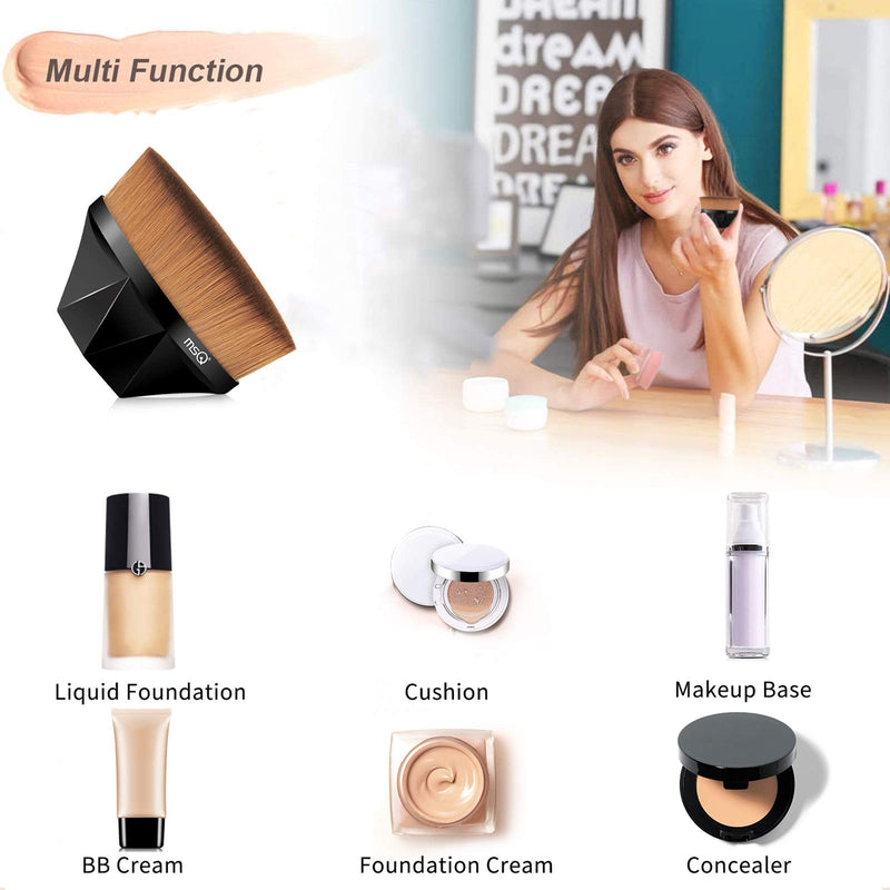 [Australia] - MSQ Foundation Brush Liquid Brush Make up Brush with Synthetic Dense Bristles, for Blending Liquid, Cream, Concealer Premium, Easy to Carry Black1 