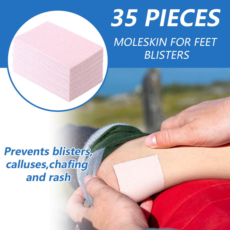 [Australia] - 35 Pieces Moleskin for Foot Moleskin Tape Moleskin Blister Pads Flannel Adhesive Pads Heel Cushion Foot Care Stickers Blister Prevention Patches for New Shoes Protection, Reduce Friction Pain 