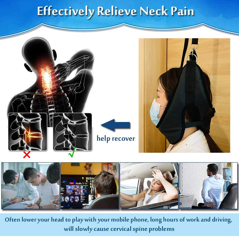 [Australia] - Neck Traction Devices Cervical Stretcher for Nerve Pain Relief Spinal Decompression Machine Alignment Stretching Devices Over The Door Home Cervical Traction Unit Physical Therapy Kit (Black) Black 