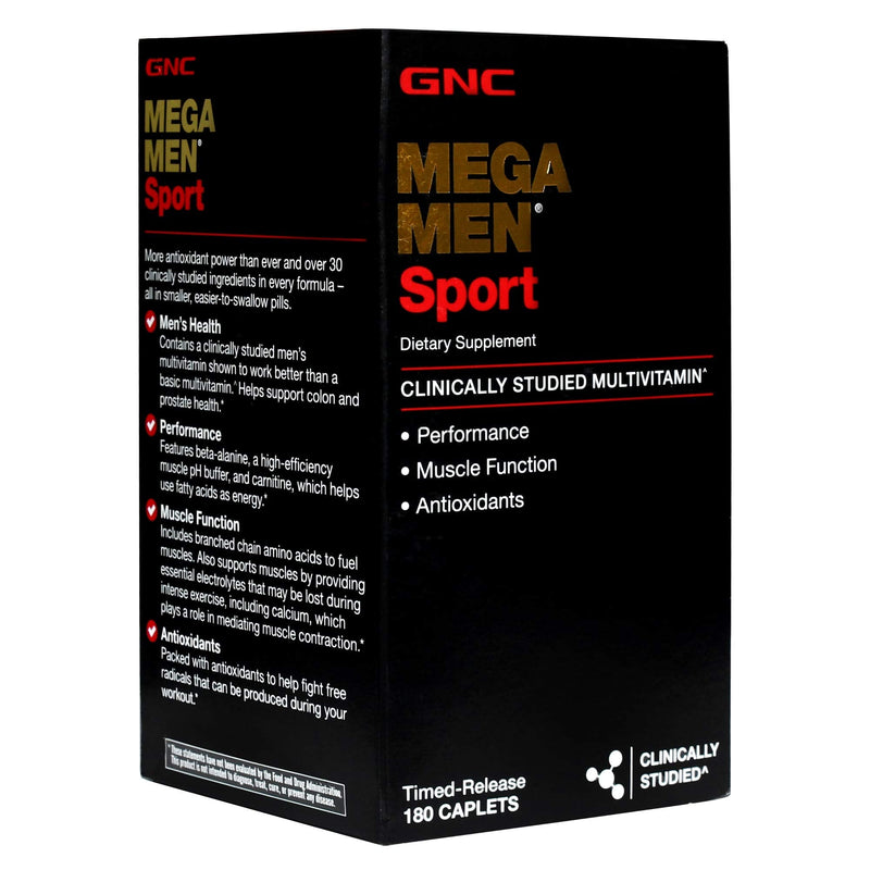 [Australia] - GNC Mega Men Sport Daily Multivitamin for Performance, Muscle Function, and General Health -180 Count 90 Servings (Pack of 1) 