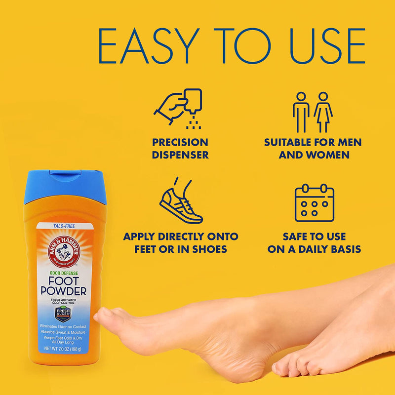 [Australia] - Arm & Hammer Foot Powder for Shoes & Feet, Talc-Free Odor & Moisture Control for Men & Women, 7 oz (1 Pack) 7 Ounce (Pack of 1) 