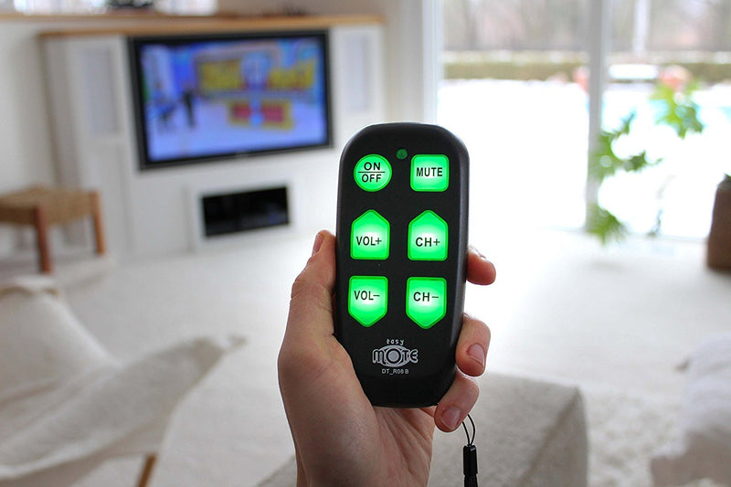 [Australia] - Universal Big Button TV Remote - DT-R08B EasyMote | Backlit, Easy Use, Smart, Learning Television & Cable Box Controller, Perfect for Assisted Living Elderly Care. Black TV Remote Control 