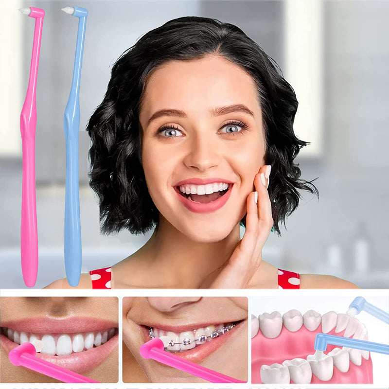 [Australia] - Rnitle Tuft Toothbrush[4 Pack],Tufted Brush,Tuft Tapered, Small Soft Single Tuft Brace Toothbrush Kit for Orthodontic Braces Bridges Line and Detail Cleaning 4pack 