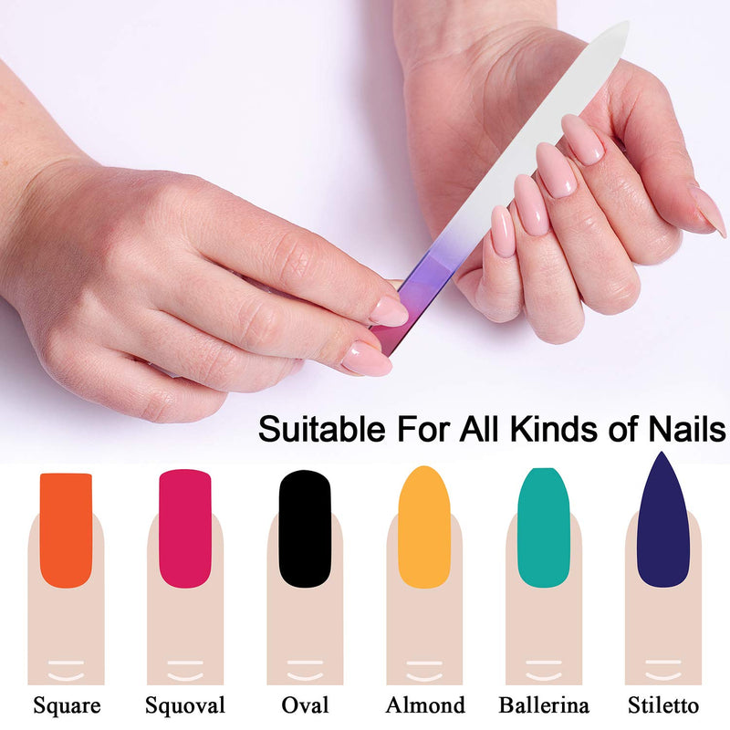 [Australia] - EAONE 20 Pieces Glass Nail File, Crystal Nail File Double Sided Etched Filing Surface Finger Nail Files, Professional Mix Gradients Colors Manicure Nail Care, 10 Color,Bulk Gift Mothers Day Gifts 