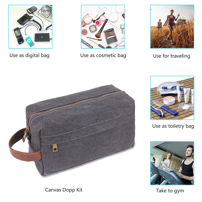 [Australia] - Canvas Shaving Dopp Kits Bag, Waterproof Travel Toiletry Kits Bathroom Shower Bags 