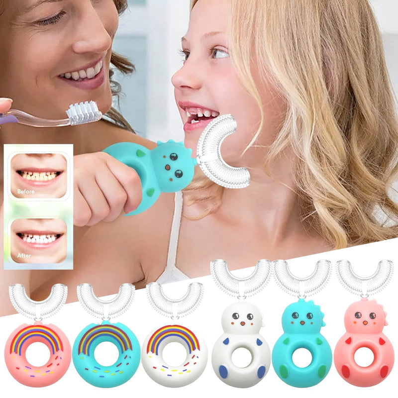 [Australia] - Kids U-Shaped Toothbrush,Silicone Manual Training Tooth Brush,360° Surround All-Round Cleaning (for Kids 2-6Y) Baby toothbrushes(Blue) Blue 