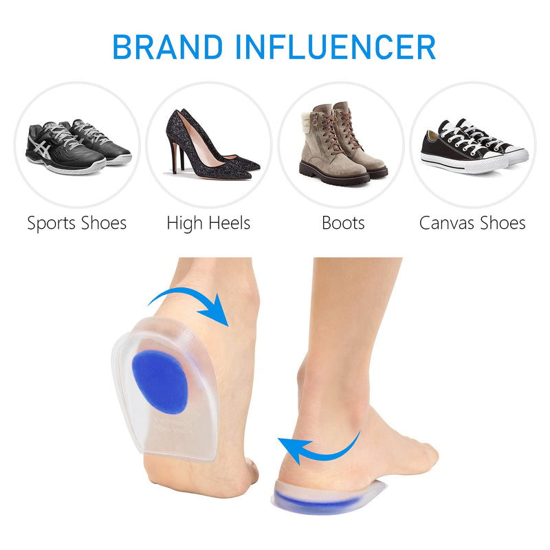 [Australia] - Dr.Pedi Heel Cups for Heel Pain Silicone Heel Cushion Inserts for Women Insole Shoe Inserts for Plantar Fasciitis Relief Blue-white*3 