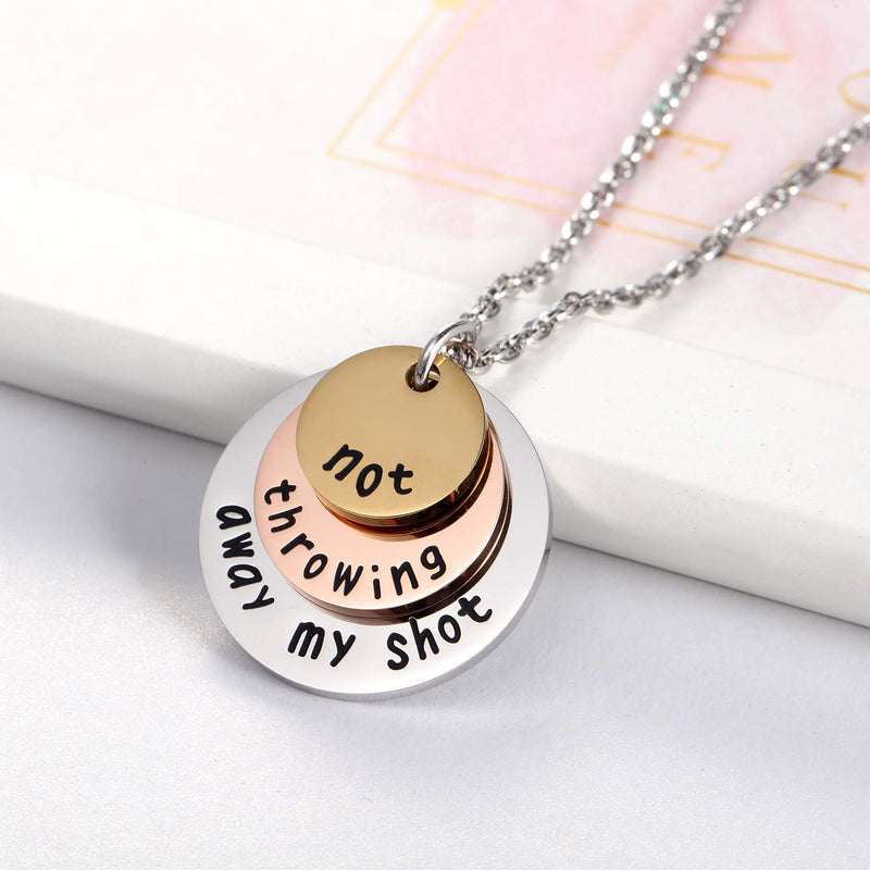 [Australia] - Ukodnus Not Throwing Away My Shot Tri-Layer Necklace for Teen Girls Hamilton Gifts Broadway Musical Inspired Jewelry (Necklace) 