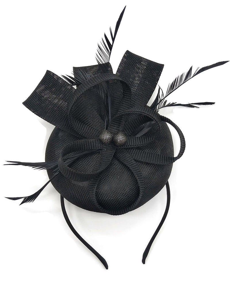 [Australia] - Biruil Women's Fascinator Hat Imitation Sinamay Feather Tea Party Pillbox Flower Derby A Black 